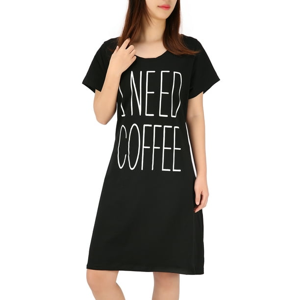 Ladies night shirt sleepwear gown sleep shirts beach coverup funny saying coffee